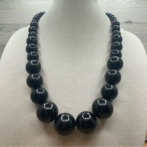 Bold Unsigned Wooden Large Pearl Beaded Mid Century Inspired Corded Necklace